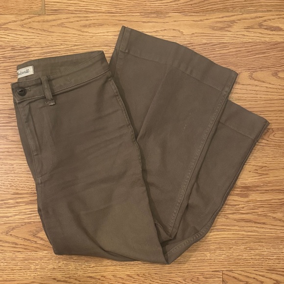 Madewell Emmet Wide Leg Crop Green Pants Size 28 - Picture 2 of 6